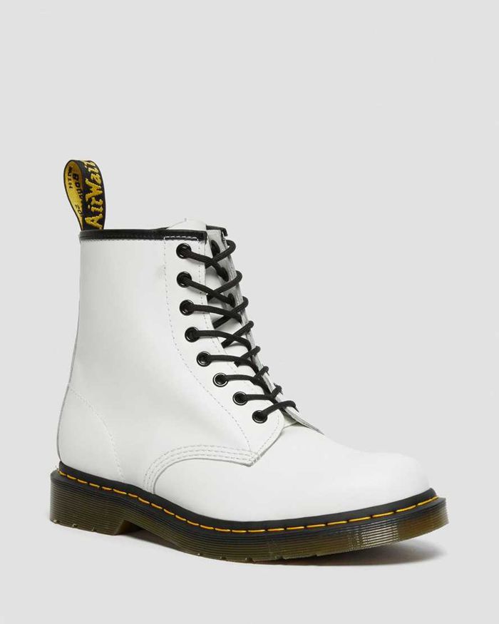 Dr Martens Mens 1460 Smooth Leather Lace Up Ankle Boots White - 31906YGPN